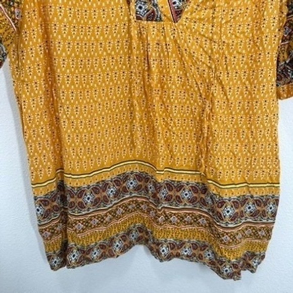 Weekend Suzanne Betro Boho Tunic Top Size L Elbow Flounce‎ Notch Neck Casual NWT - Picture 8 of 10